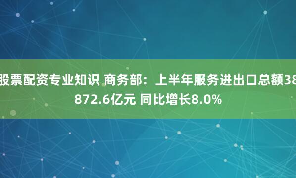 股票配资专业知识 商务部：上半年服务进出口总额38872.6亿元 同比增长8.0%